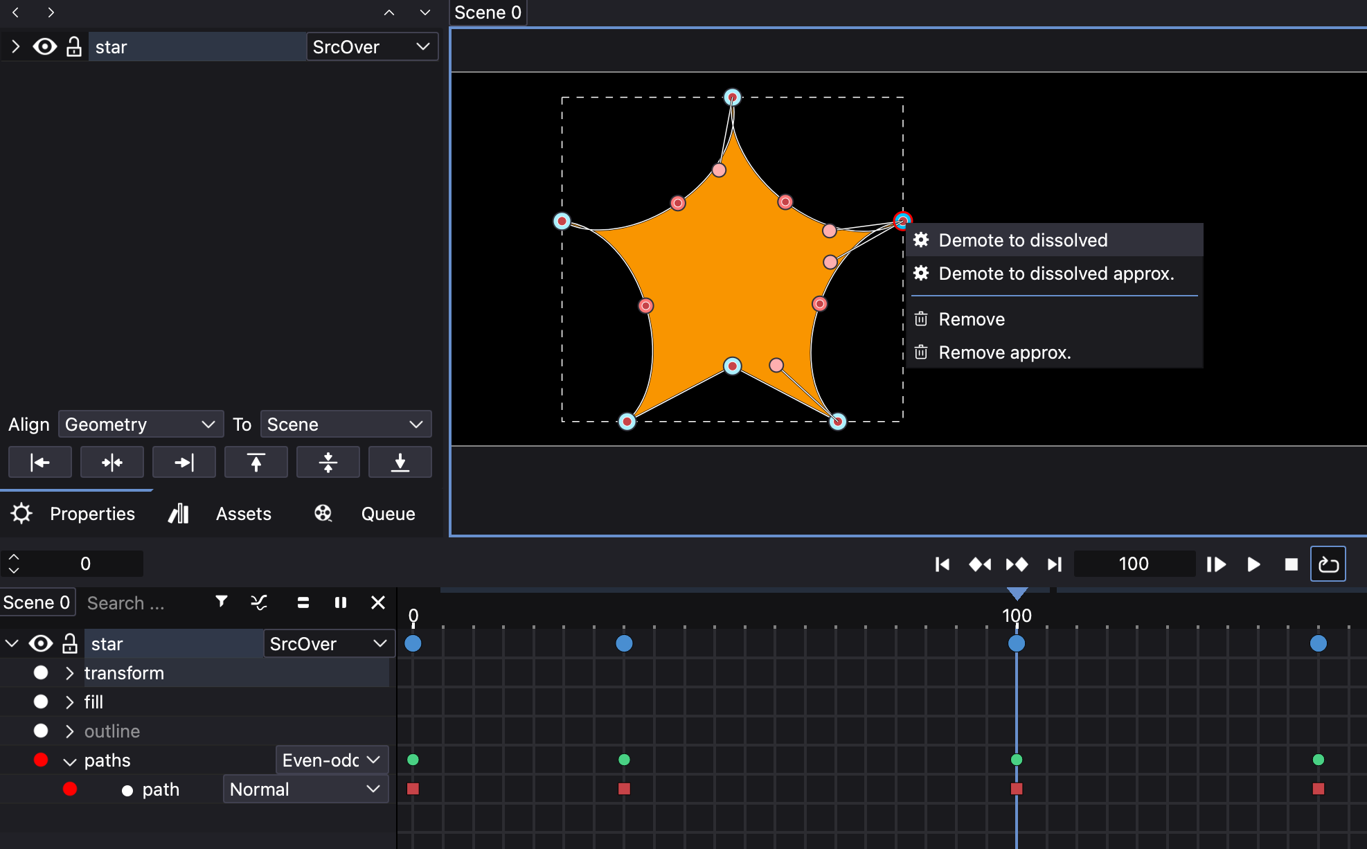 Animating path nodes